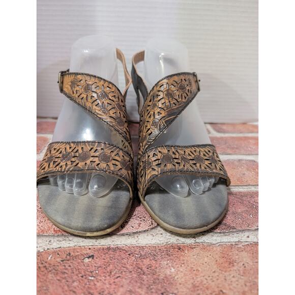 L Artiste Noreen Brown Sandals By Spring Step Size 41 US Sz 9.5 Leather Strappy - Picture 3 of 8